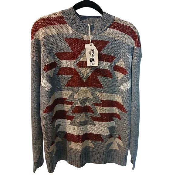 NEW Savanna Jane High Neck Aztec Chic Long Sleeve Cozy Sweater US Women's Large - Picture 1 of 10
